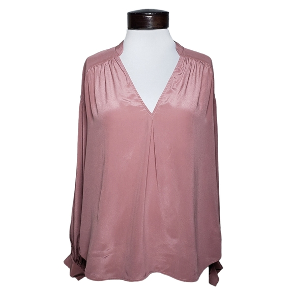 Joie Lasha Long Sleeve Silk Blouse Dusty Rose Sz: Small - Picture 9 of 16